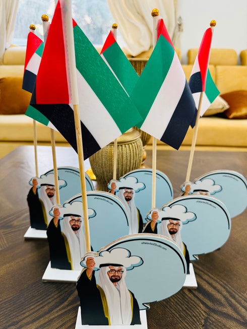 oh, Wanted Studio Favors - H.H. Sheikh Mohamed bin Zayed UAE Flag Stand, Premium Quality