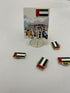UAE National Day (Eid Al Etihad) and Flag Day brooch with gold heart stand – بروش علم الإمارات على ستاند ذهبي بشكل قلب لليوم الوطني (عيد الاتحاد) ويوم العلم